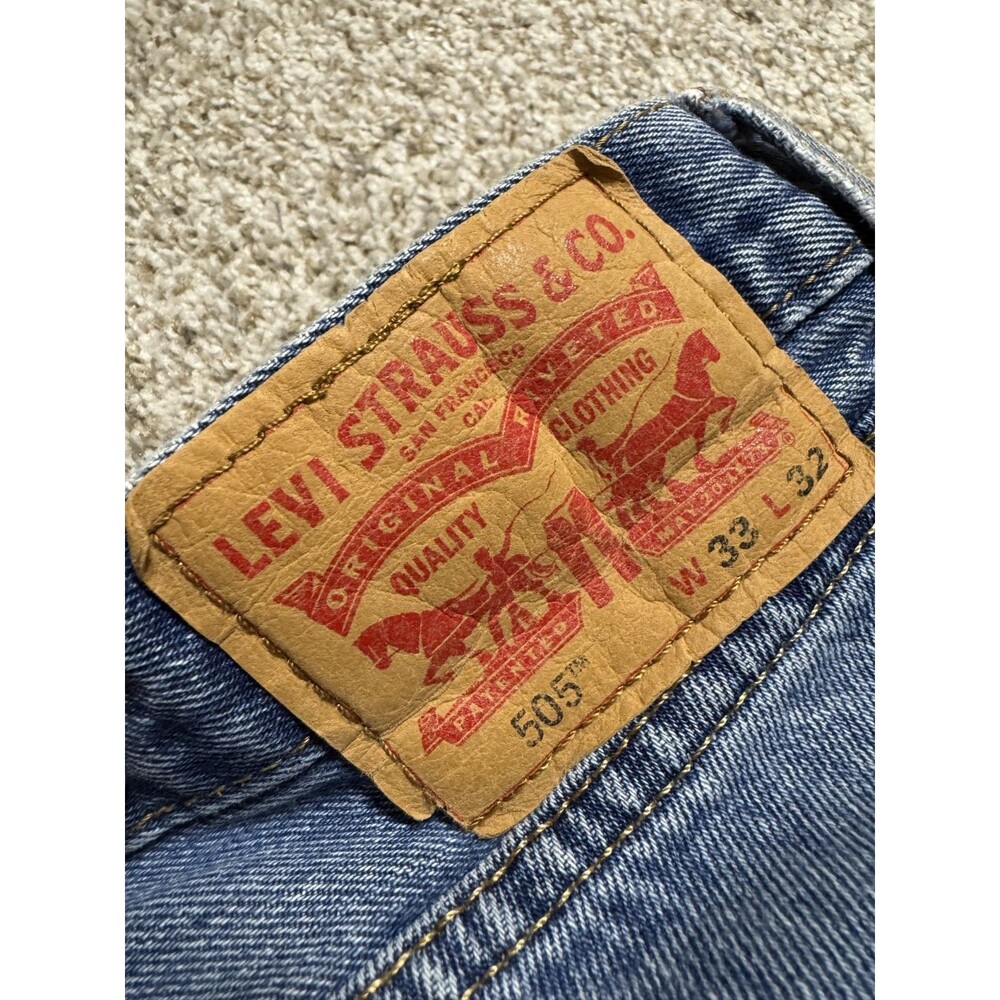 Levi's 505 Regular Fit Jeans Mens 33x32 Light Wash Straight Leg Denim